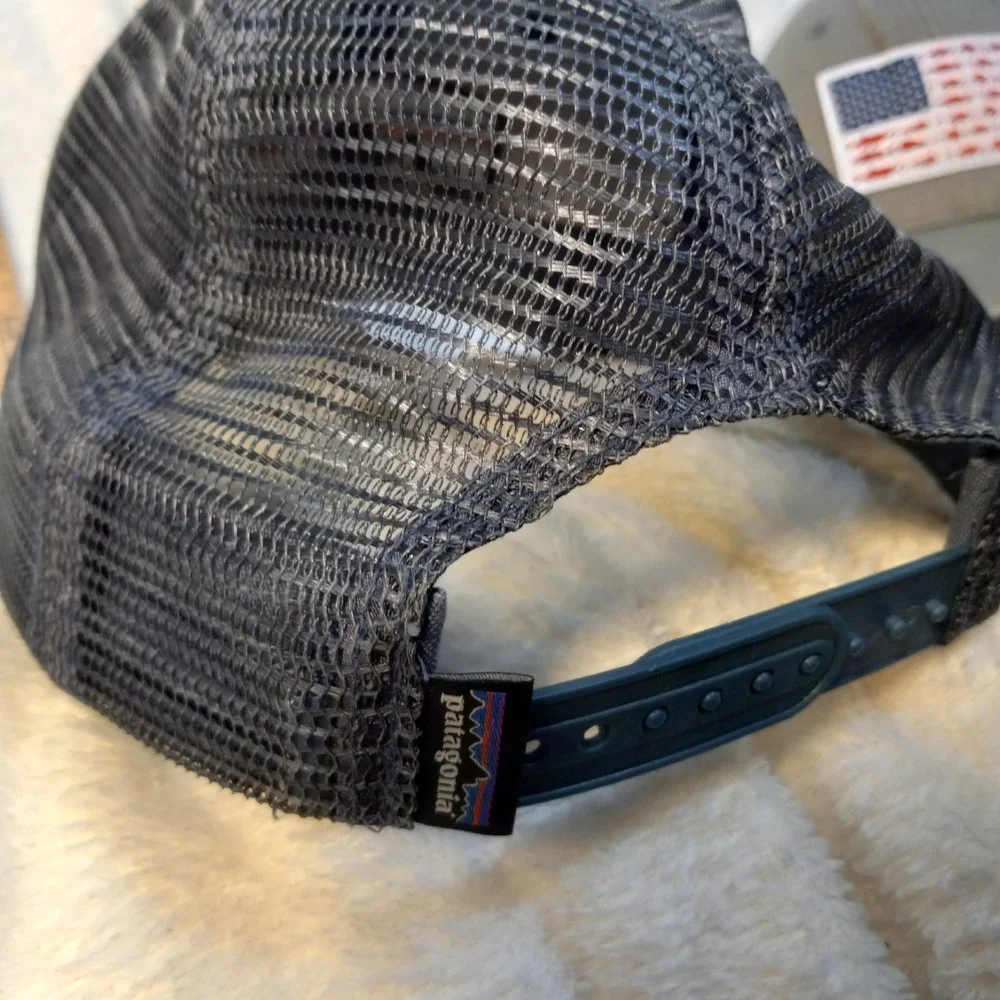 Patagonia Trucker Hat Gray Snapback Mesh grey P6 Logo Cap Adult OSFA USED